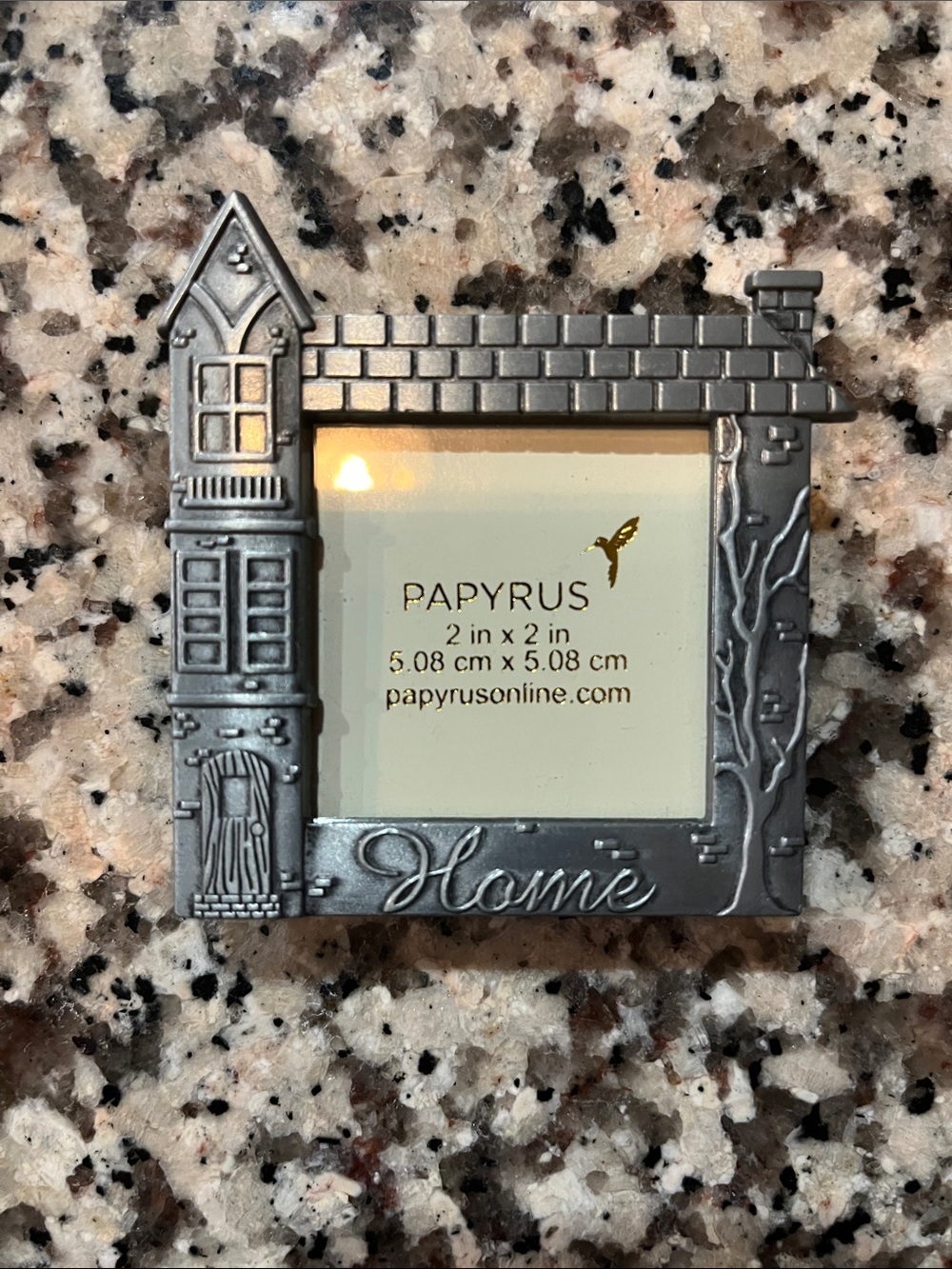 BRAND NEW- Papyrus Pewter House Motif 'Home' Frame - 2in x 2in, Silver Finish
